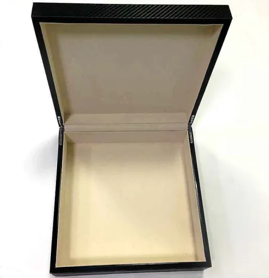 Empty Black Carbon Fiber Leather MDF Wood Box