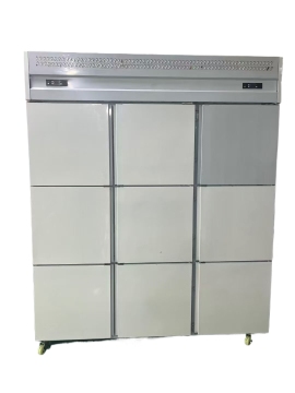 9-door stainless steel restaurant freezer