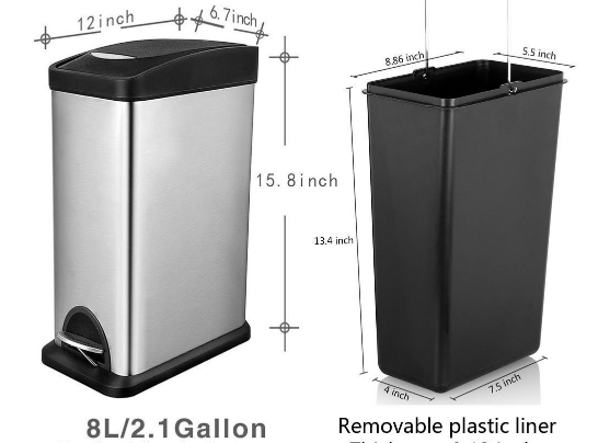 stainless steel pedal bin