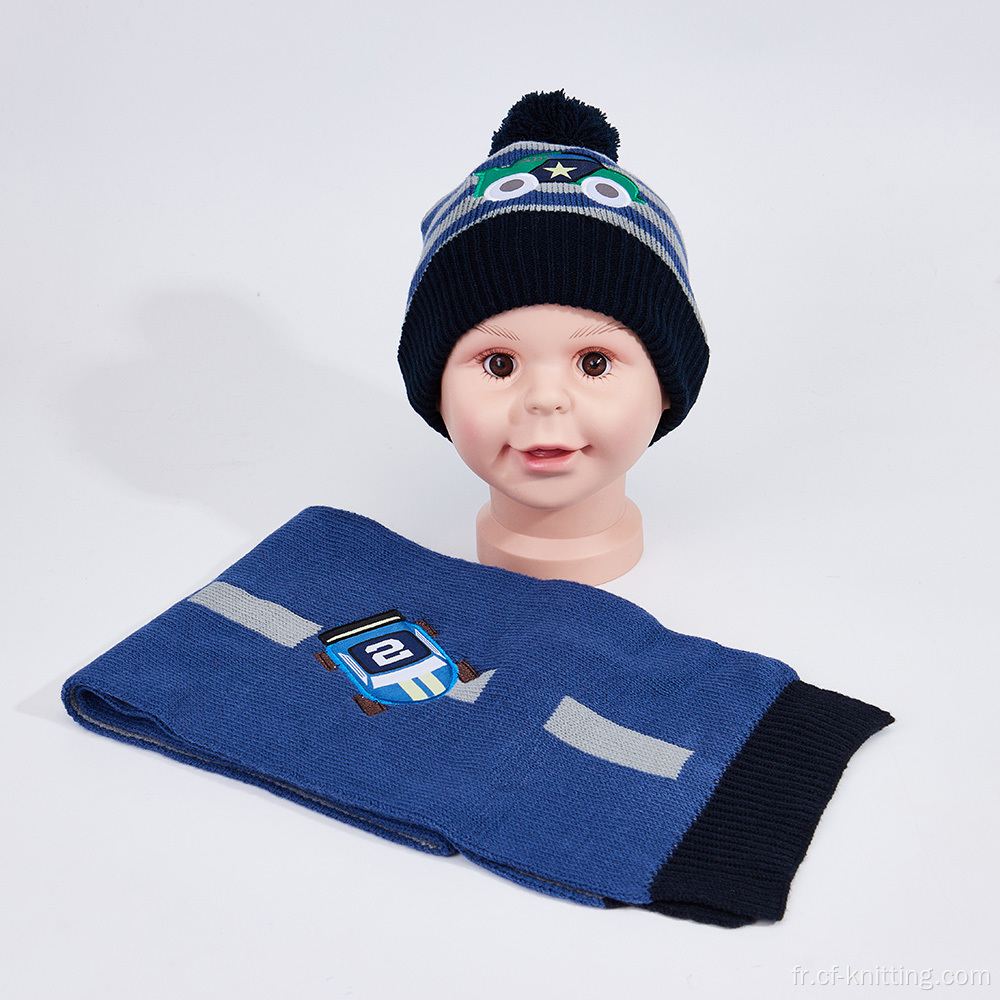 Écharpe à chapeau en tricot thermique pour enfants Situé pour l'hiver