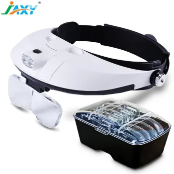 Jaxy 2017 New Adjustable Headset Helmet Magnifying Glasses with 2 LED Lights for Dental, Medical, and Precision Work