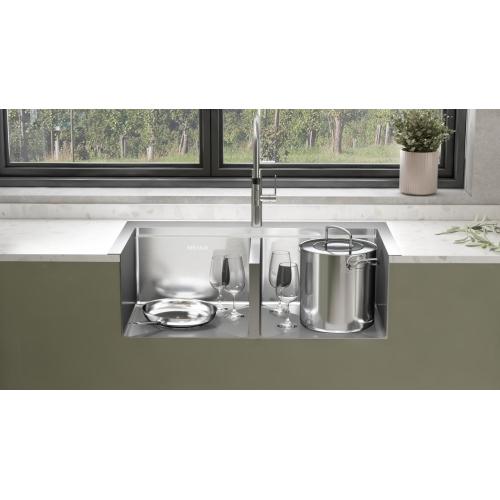 Top Mount Kitchen Sink Golden Topmount Double Bowl Above Counter Kitchen Sink Supplier