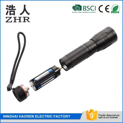 Water resistant aluminum zoom led 3w luxeon flashlight