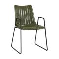 Modern Restaurant Stackable Chairs Green PU Leather Chair Luxury Chair With Iron Leg For Restaurant And Kitchen