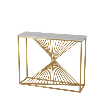 Gold Stainsteel Rectangle Metal Marble Top Halway Table: Meubles de console d'entrée de luxe