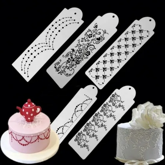 Hollow Flower Snowflake Spray Cake Mold – Vintage Pattern Cake Stencil for Decoration