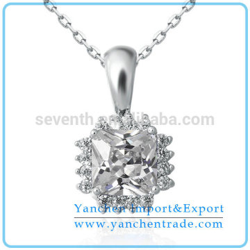 2014 Autumn Newest Design Brrass Pendant Necklace With Big Clear Diamond For Party