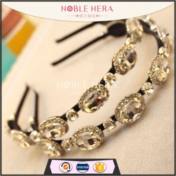 Fully jewelled large crystal thin metal hairbands spiral headband