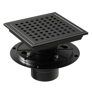 square shower black floor drain