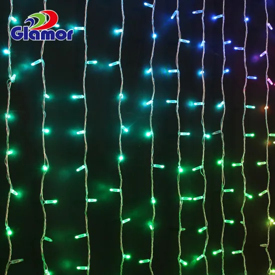 LED Curtain Icicle Light String with Remote Control for Outdoor Holiday Decor and Wedding Events
