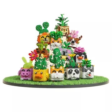 Hot Sales Educational Building Blocks: Succulent Plants, Animal Flowerpots, and Assembly Models for Kids