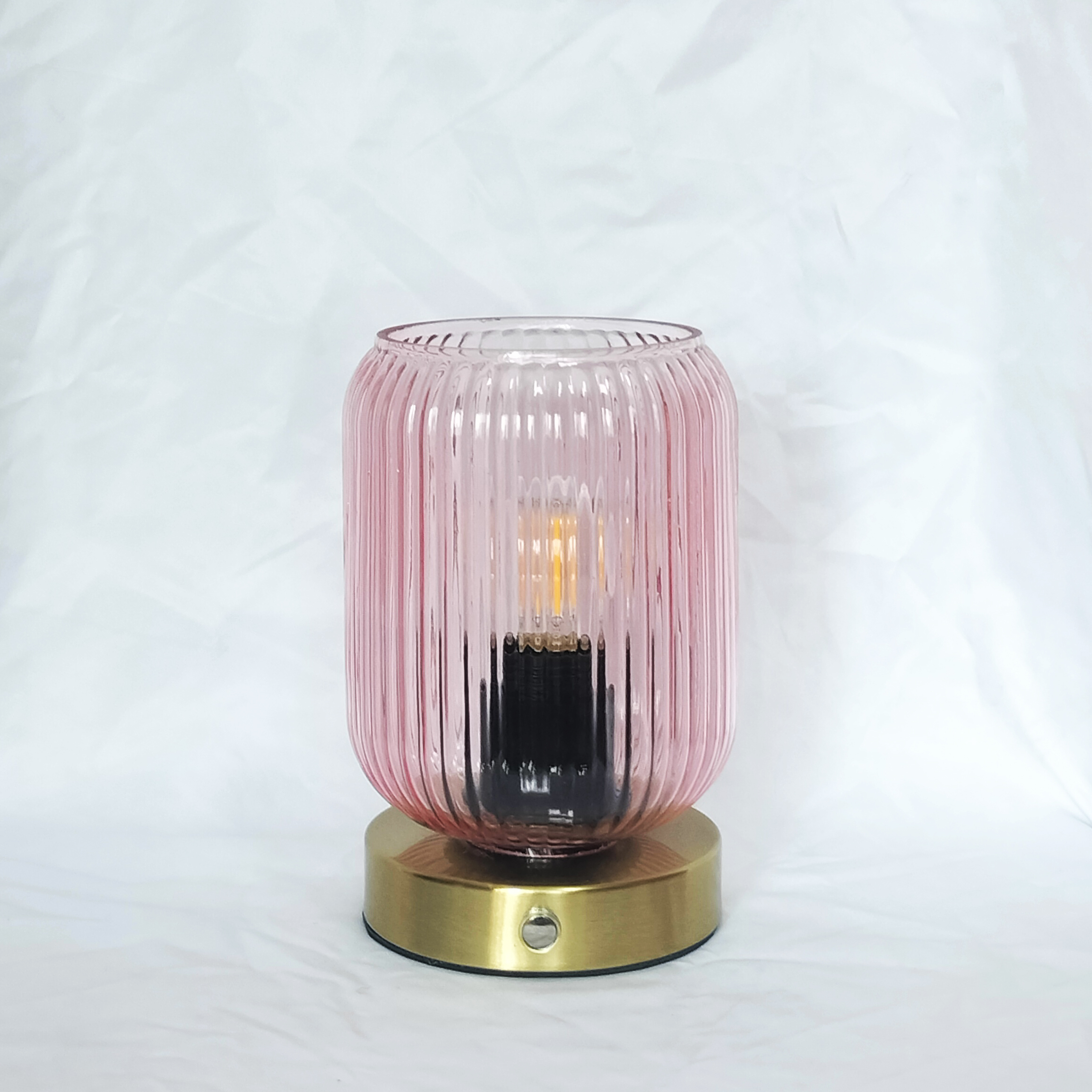 T250616 Rechargeable table lamp glss shade LED light bulb (2)