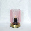 Metal base rechargeable table lamp glass shade