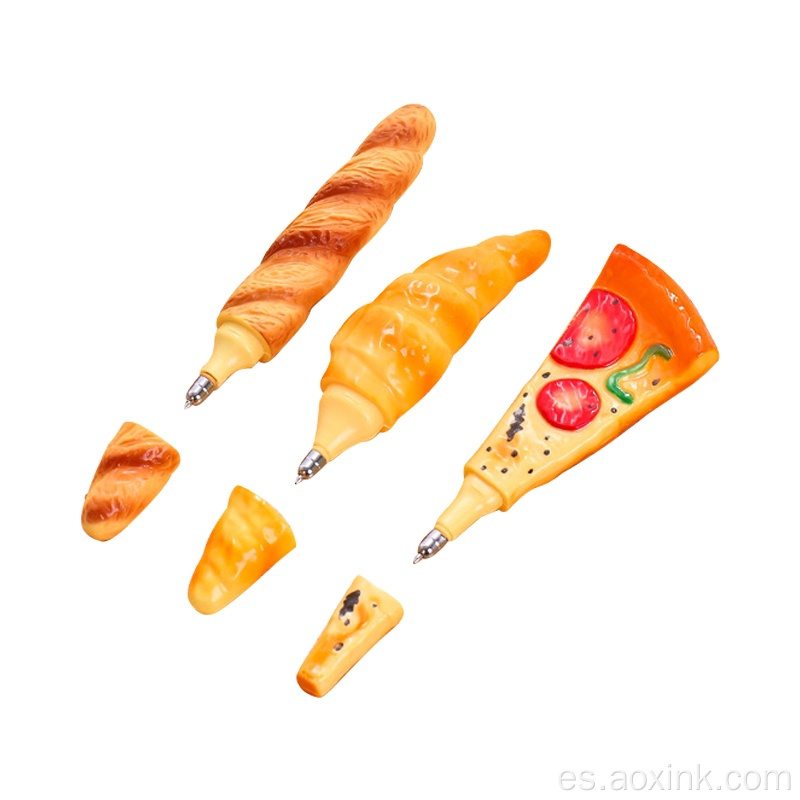 Dibujos animados gel pizza forma baguette bolígrafo pluma