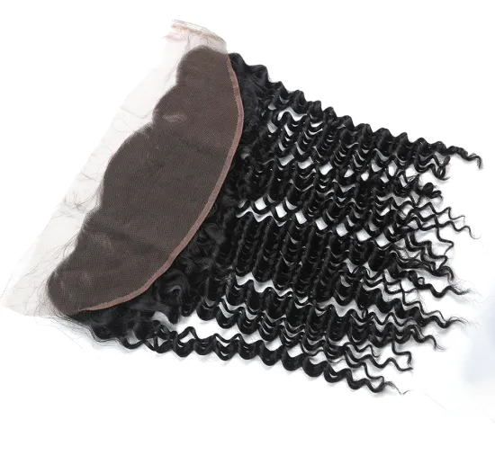 13x4 Swiss Lace Deep Wave Frontal Malaysian Human Virgin Hair Pre Plucked Transparent Swiss Lace Front Deep Curly With Baby Hair