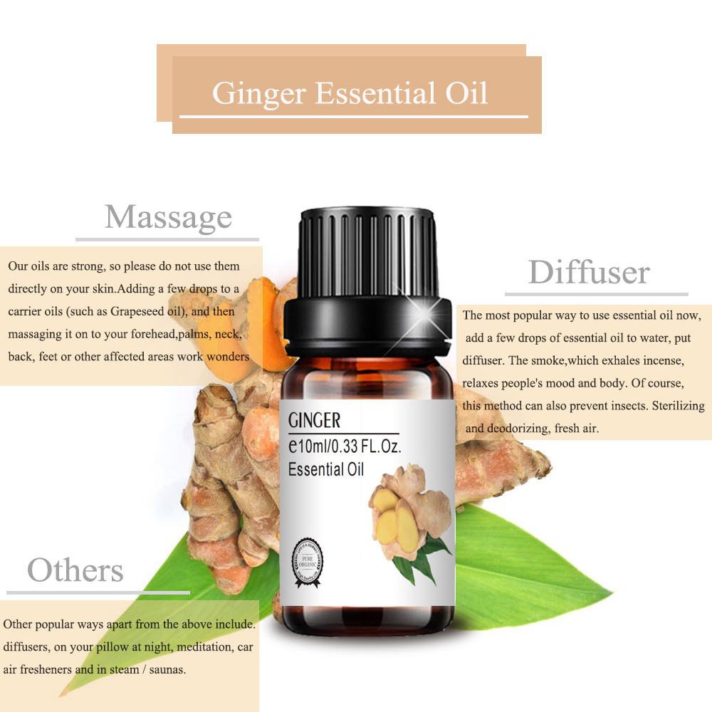 private label 10ml Ginger Essential Oil Body Oil Anti Aging