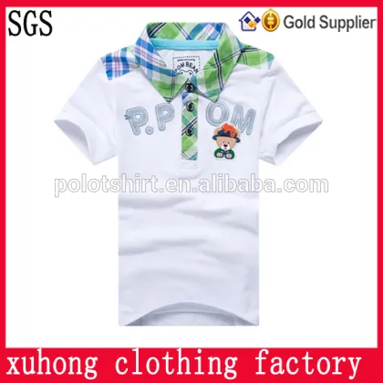 Solid color OEM polo shirt white embroidery for children