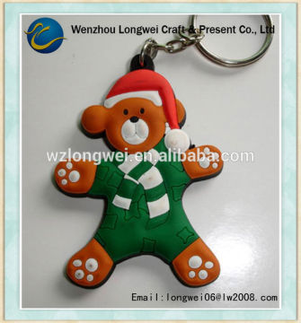 Christmas present bear pvc soft rubber keychains/pvc key chain/pvc keychain machine