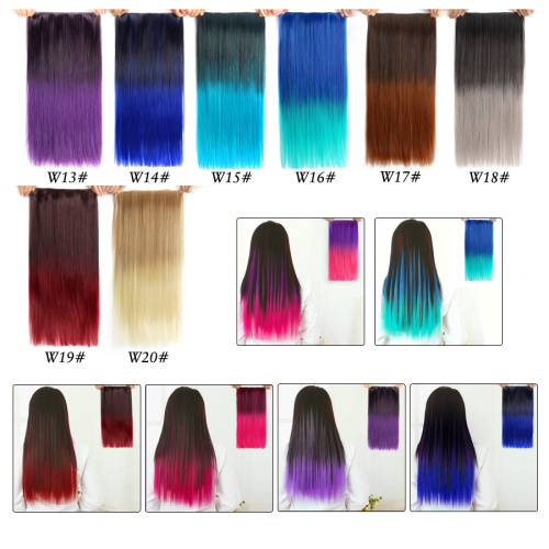 Alileader High Quality Ombre Color Hair 26 Colors Long Soft 5 Clips Clip In Hair Extension Synthetic For Women