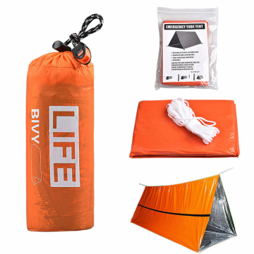 Portable Orange PE Tube Tent for Outdoor Survival and Camping Emergencies