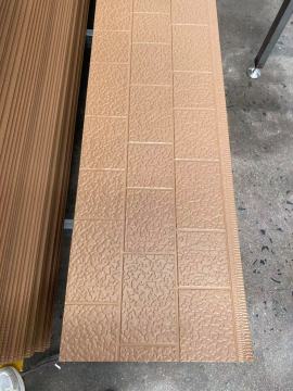 Light Brown Widened Brick Pattern Metal Carved Panel Exterior Wall Panel