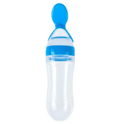 Silicone extrusion feeding spoon baby rice cereal silicone bottle soft silicone spoon cereal feeder