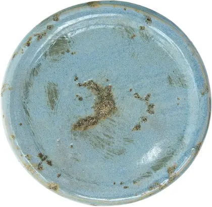 Small Distressed Blue Terracotta Pillar Candle Holder