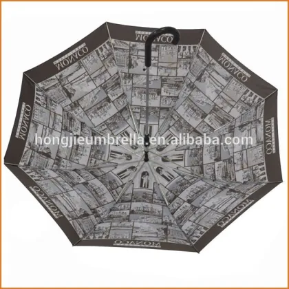 Pongee Material sunscreen printing umbrella Advertising cheap straight automatic umbrella