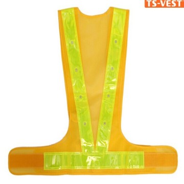 Reflective Tape And Pocket Flashing LED Light Mesh Safety Vest