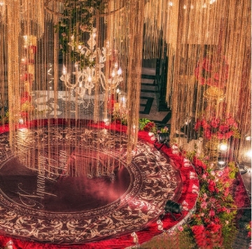 Rideaux à cordes aux paillettes en or et argent pour décorations de plafond de mariage (1 * 2m)