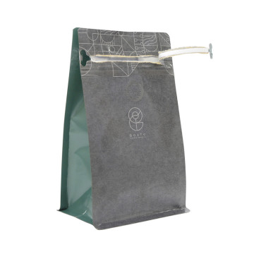 Biologicky odbouratelný papír Kraft Ziplock Coffee Flat Bottom Bag