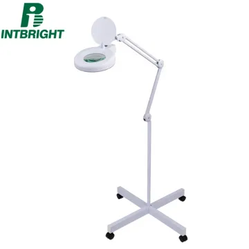 LED Floor Lamp Trolley with 5 Diopter Lens - Facial Magnifying Lamp