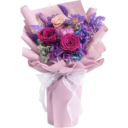 Birthday Valentine's Day Forever Flower Bouquet: Customized Color Preserved Rose Bouquet Gift Idea for Mother's Day