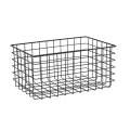 Household Organiser Bathroom Kitchen Laundry Small Size Rectangular Black Steel Grid Wire Mesh Storage Basket Manufactory