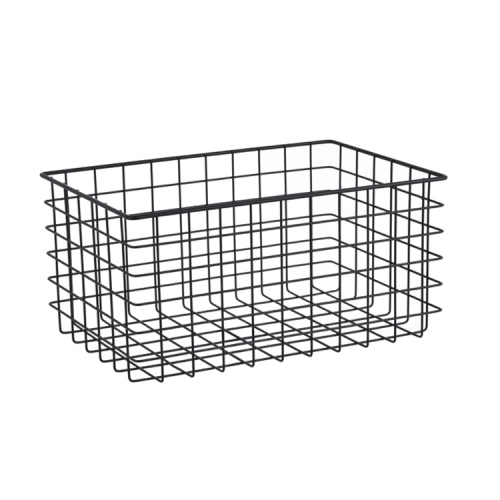 Sterilization Wire Mesh Storage Basket for Food Service Bathroom Kitchen Laundry Small Size Rectangular Black Steel Grid Wire Mesh Storage Basket Manufactory