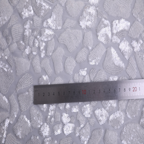 Fashion Stone Sequin On Poly Mesh Embroidery Fabric