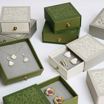 High-End Gold Buckle Ring Earring Necklace Box with Logo