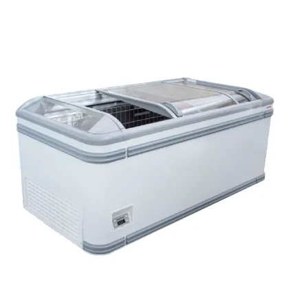 Commercial Island Display Cabinet Freezer for Fresh Dumplings, Meat, and Milk