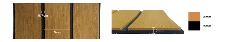 Synthetic Teak EVA Rv Flooring Non Slip Sheet edges