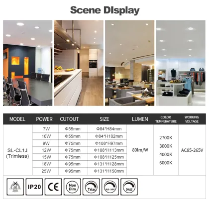 Aluminum Trimless COB LED Downlight for Seamless Ceilings