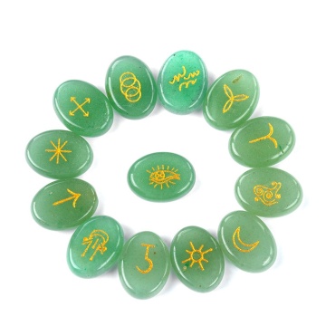 Gemstone 7 Chakra Stone 15x20MM Ellipse Stone with witches runes Charm Natural Stone Healing Chakra Oval Quartz Amethyst Charm