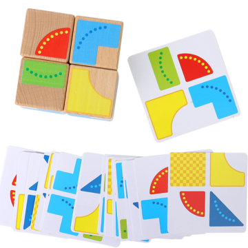 Montessori-inspired Creative Shape Matching Building Blocks: A Wooden Jigsaw Puzzle & Sensory Toy for Enhancing Logic Thinking