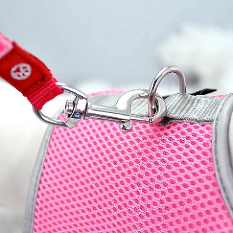 Grand harnais rose en maille à flux d&#39;air avec velcro