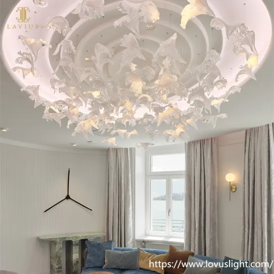 Creative petal shape glass chandelier Large project glass chandelier for hotel