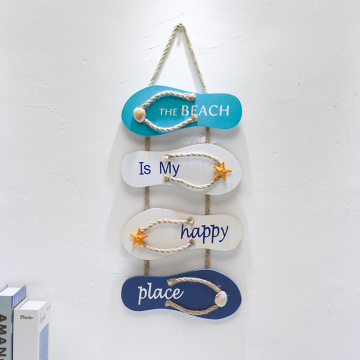 Wooden Wall Ornament with Beach Design for Living Room