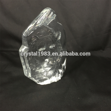 Glass trophy blanks tiger block cube glass trophy with grinding tiger 3d iceberg model