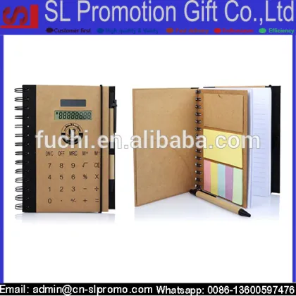 ECO Hardcover Spiral Notebook with Calculator, Sticky Notes and Ball Pen