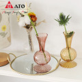 Creative Flared Striped Colorful Mini Clear Glass Vases