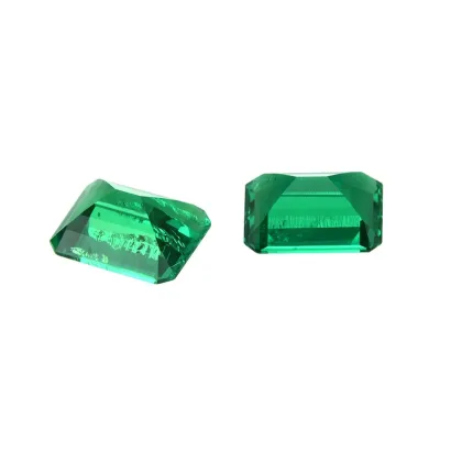 Loose Lab-Created Emerald Cut Green Emerald Stone Bead Jewelry from Colombia