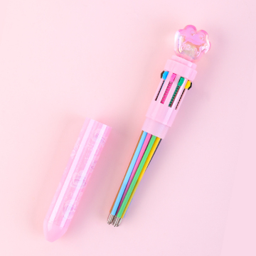 Weibo Cartoon Kawaii 10-Color Ballpoint Pen - High Appearance Level Stationery for Students